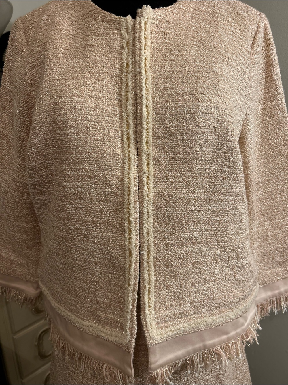 Women's Blush Tweed Skirt Set Jacket - Blush